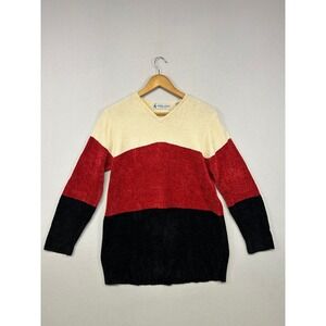 Vintage Retro Marsh Landing Women S Size S Multicolor Chenille V-Neck Sweater